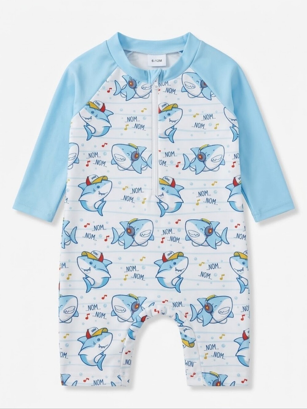 Baby Shark Print One-Piece Swimsuit / Rashguard (6-12 Months)
